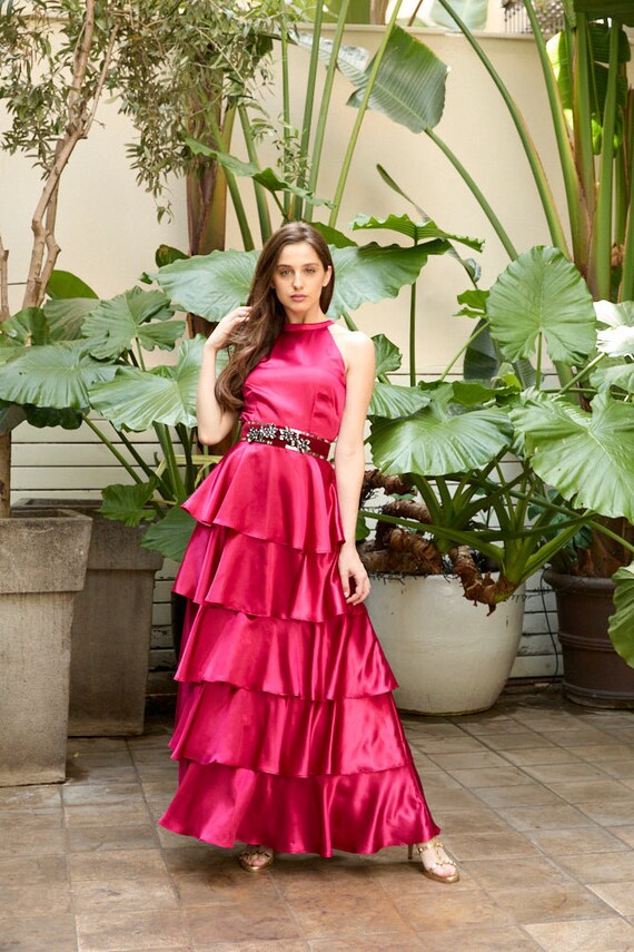 silver and red bridesmaid dresses Burgundy Sequin Mermaid Silver Beaded Court Trian Prom Dresses main image 1