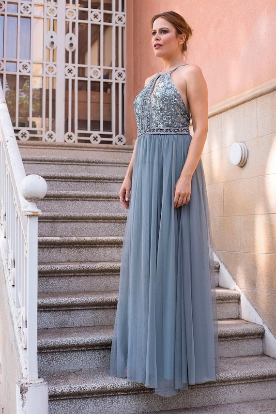 slim fit dress slacks in Between Grey Turtleneck Sleeveless Maxi Dress S main image 1