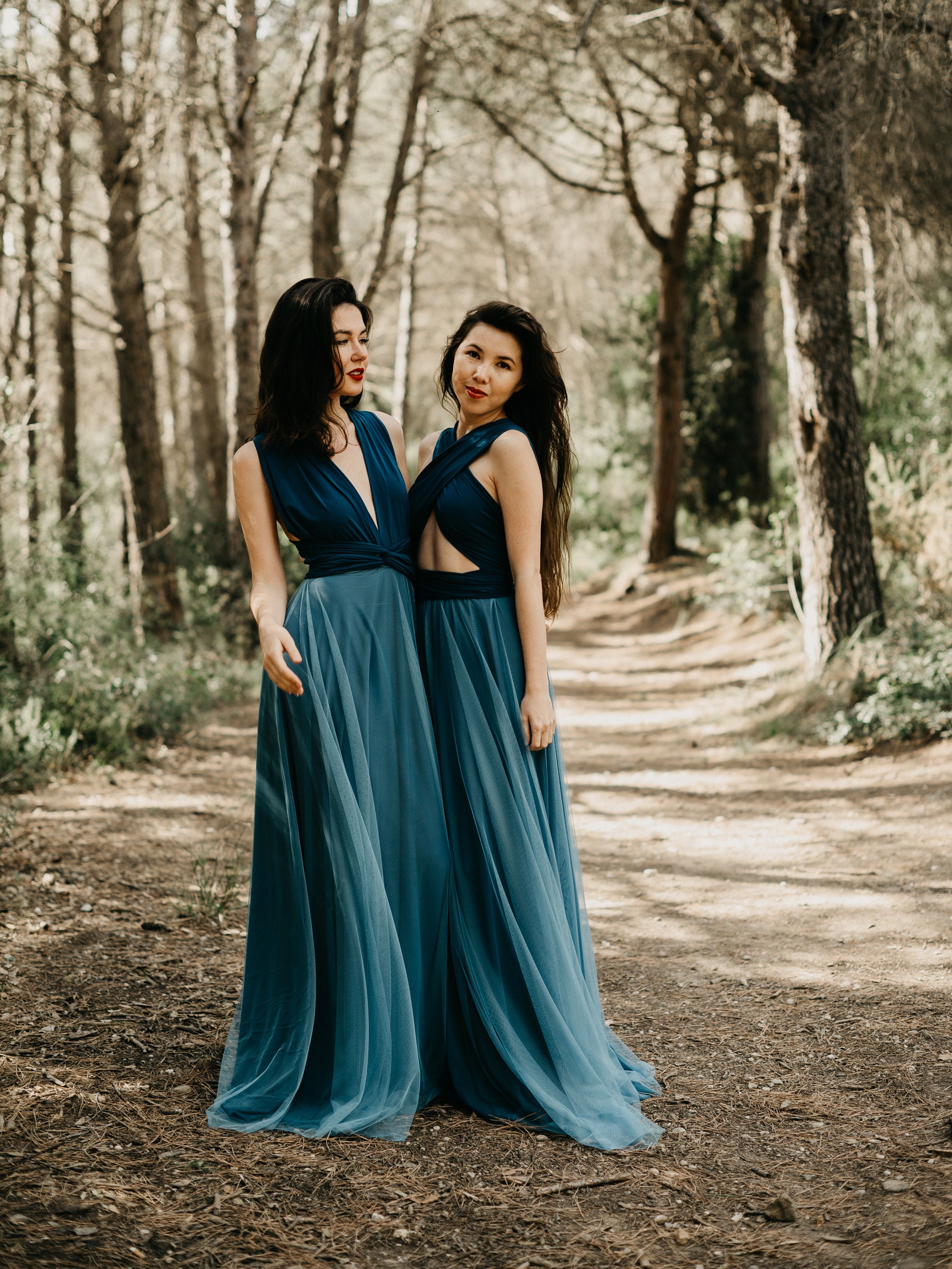 Wedding Dark Teal Bridesmaid Dresses V-neck Sheath Dark Teal Long  Bridesmaid Dresses