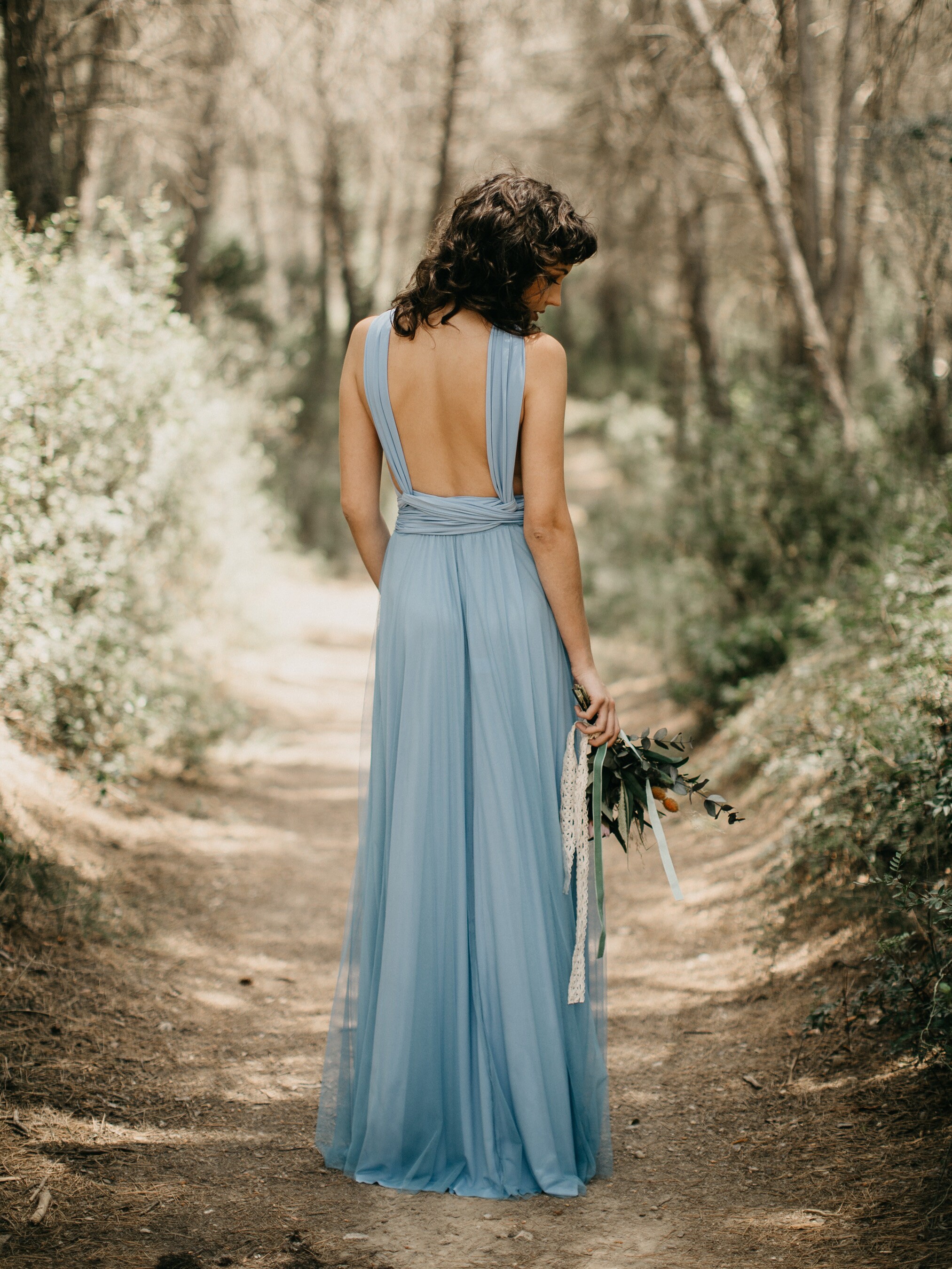 Light Blue Infinity Dress: Long Tulle Overskirt, Bridesmaid Evening Gown -  Etsy