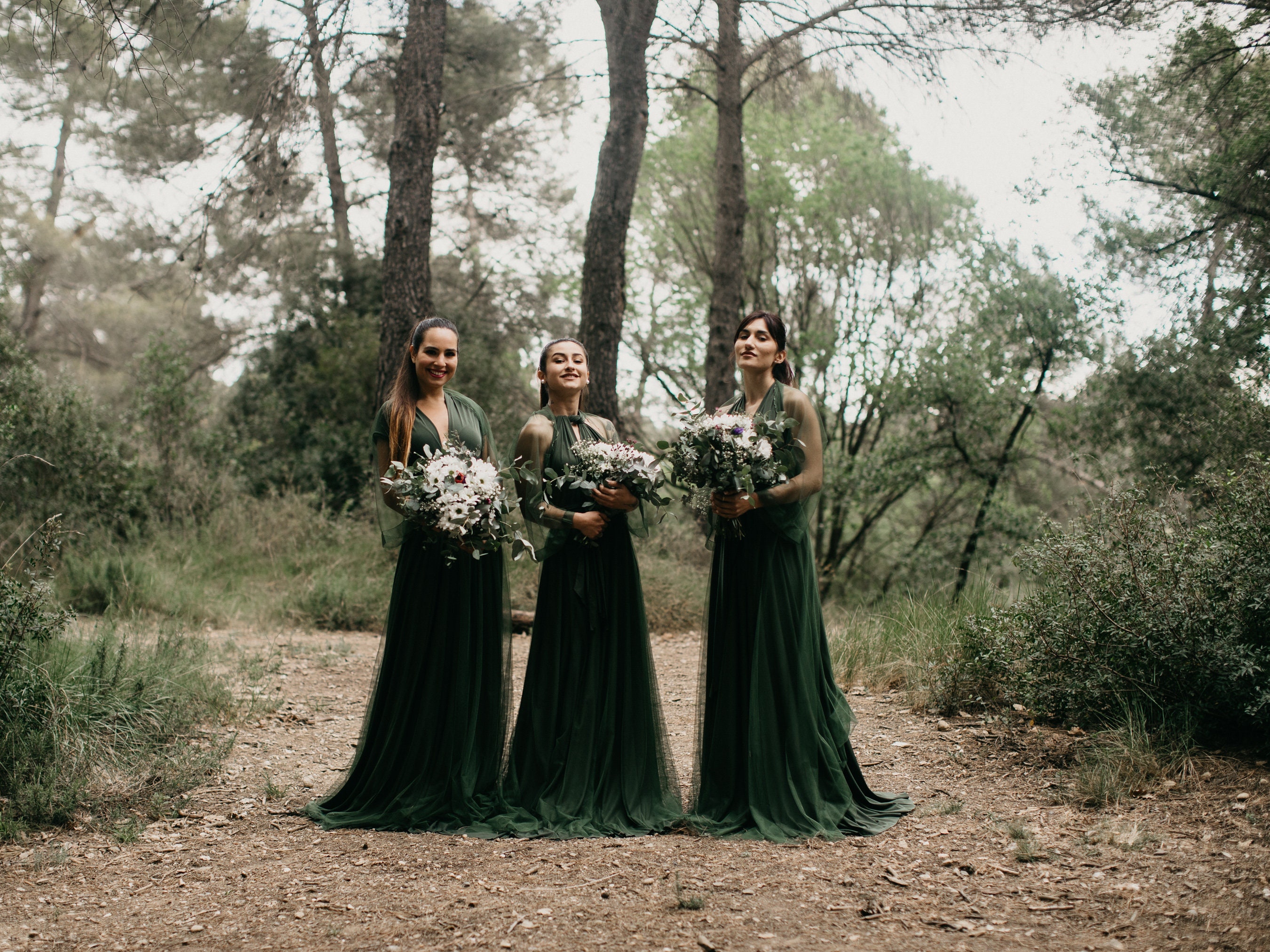 Long Khaki Tulle Bridesmaid Dress: Wrap Evening Gown With Bolero - Etsy