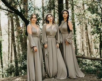 Mink Jersey Long Sleeves Top, Top With Long Sleeves, Mink Maxi Dress, Accessories Dresses, Mink Shrug, Bridesmaid, Removable Sleeves Dress.