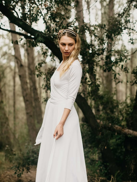 sachin and babi light blue dress Winter Wedding Dress with High Neck, Bell Sleeve Modest Wedding Dress, Long Sleeve Bridal Gown with Turtle Neckline Fully Lined main image 0