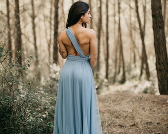 Teal Infinity Bridesmaid Dress with Removable Tulle Overskirt