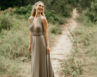 Mink Bridesmaid Dress with a Slit, Mink infinity Dress with a Slit, Elegant Dress, Handmade Mink Dress, Convertible Wedding Guest Dress.