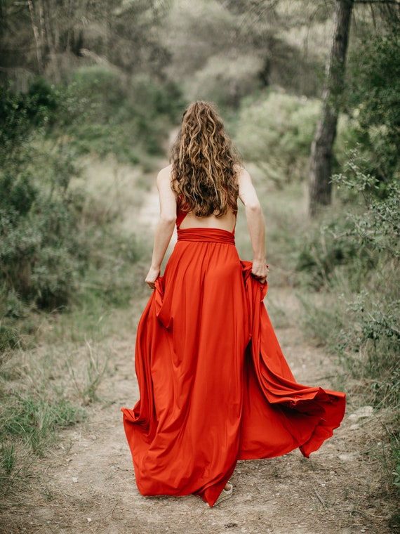 Red Infinity Bridesmaid Dress: Convertible Party Gown (size 4-14) - Etsy