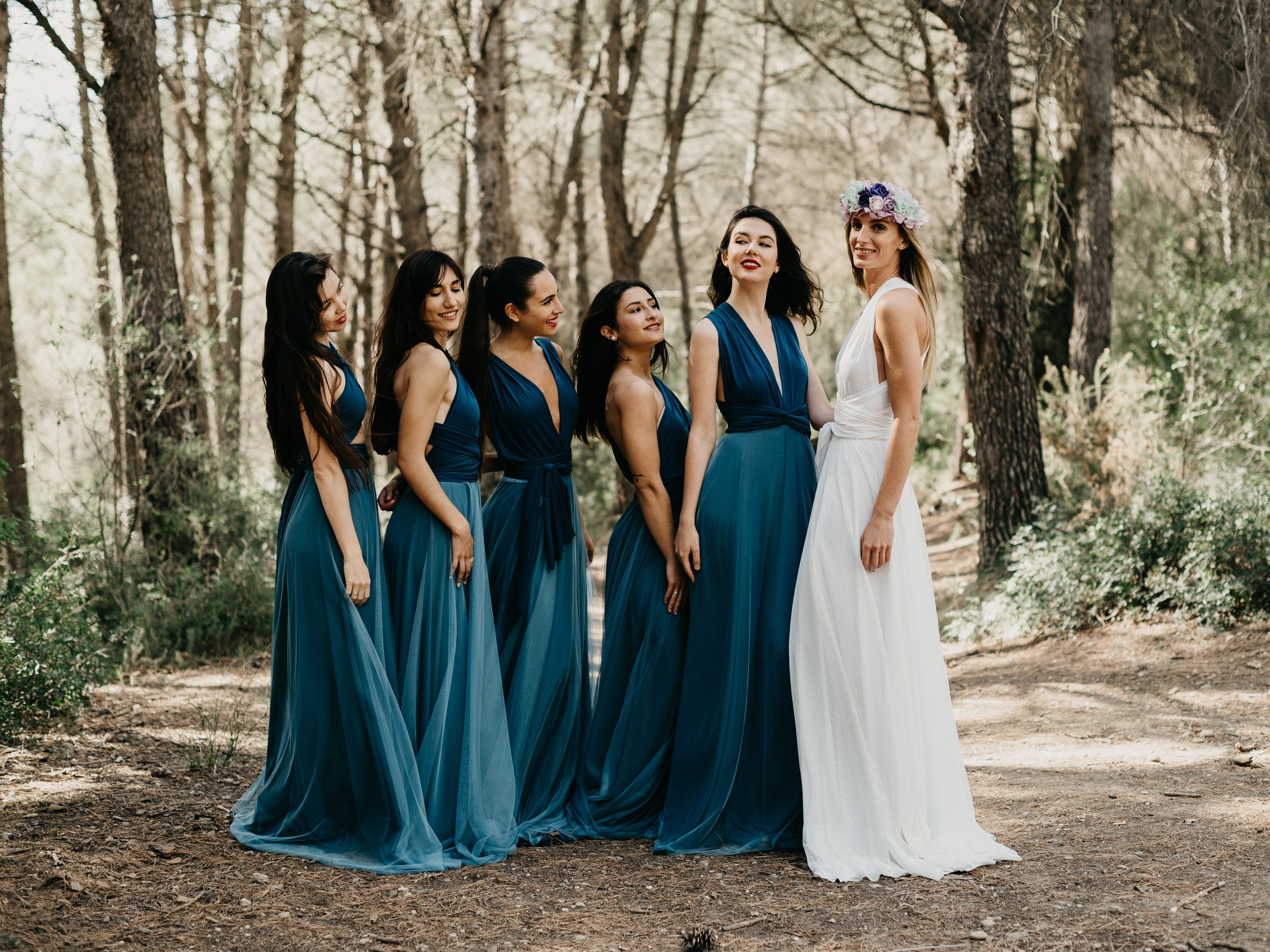 Teal Infinity Dress with Detachable Tulle Overskirt: Convertible Bridesmaid Dress