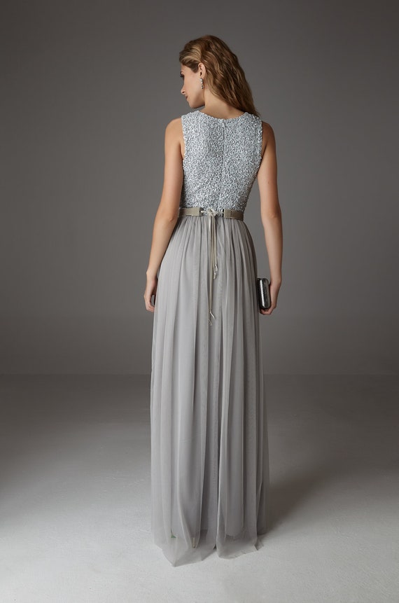 Grey Velvet Flower Bridal Belt: Jeweled Wedding Dress Sash