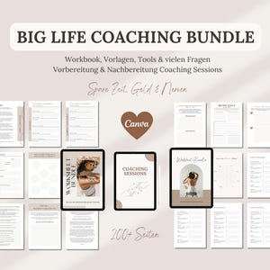 Cartella di lavoro per coaching in tedesco, pacchetto di modelli di strumenti digitali per allenatori, modelli di cartella di lavoro Canva in tedesco, preparazione della sessione di coaching