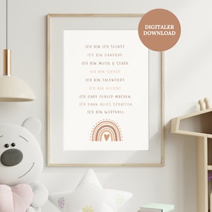 Kinderzimmerdeko Wand Poster Digital Affirmationsposter für Kinder Affirmationen Kinder Geschenkidee Einschulung Kindergarten Kindertag