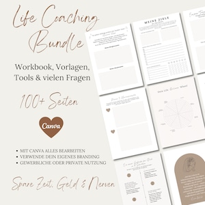 Life Coaching Bundle German Canva, Tools for Life Coaches Templates Workbook, Questionnaire