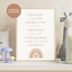 Digital affirmation poster child affirmations for children positive beliefs children decoration children's room poster children's day