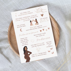 Affirmation card birth, mindfulness card, positive affirmations postcard, gift idea for girlfriend birth