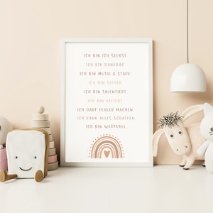 Kinderzimmerdeko Wand, Poster A4, Affirmationsposter für Kinder, Affirmationen Kinder, Geschenkidee Kinder Einschulung Kindergarten