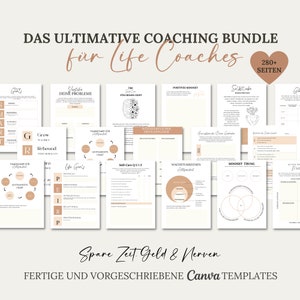 Coaching Workbook Canva Templates German, Digital Tools Templates Life Coach Bundle, Templates Workbook Canva German