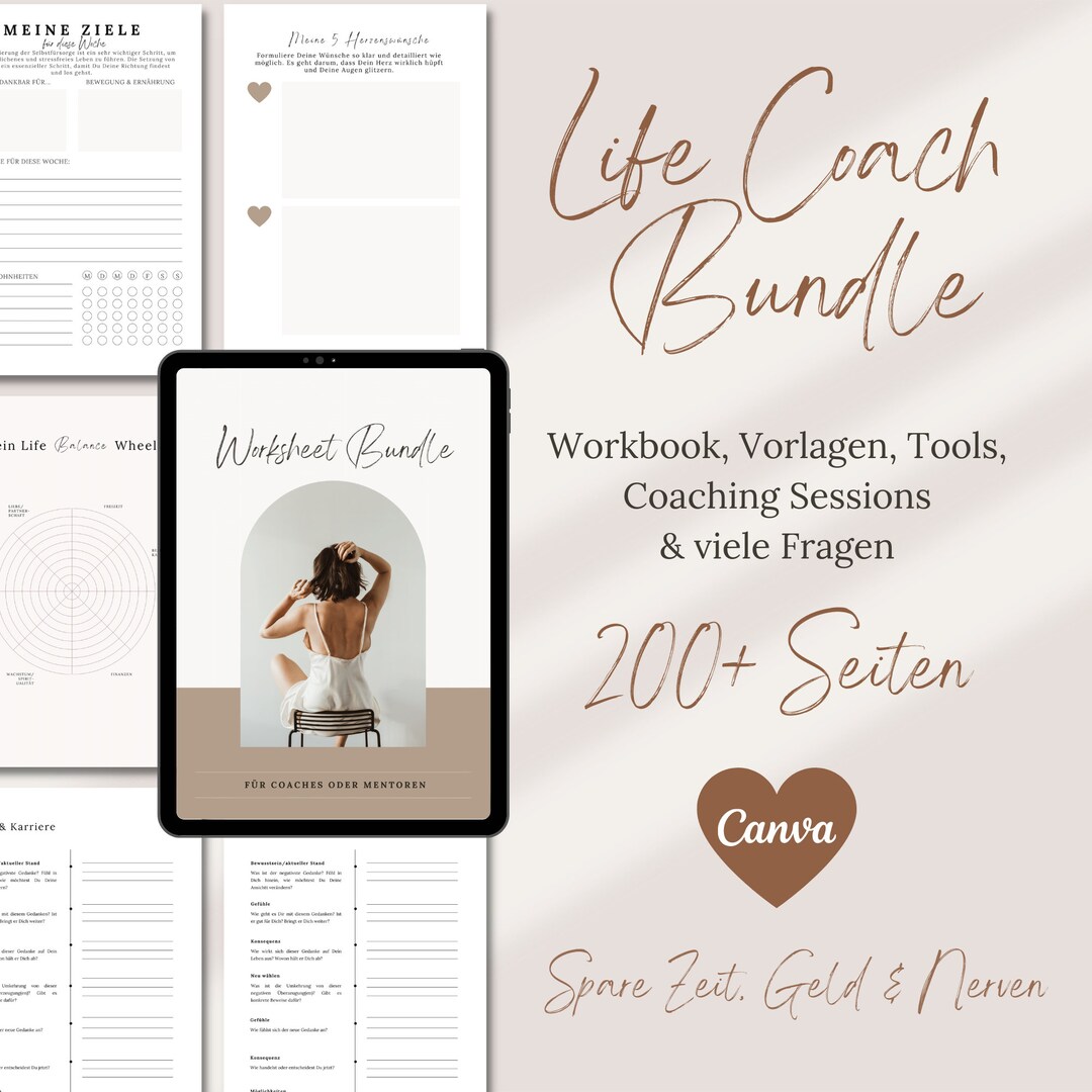 Life Coaching Workbook Bundle Canva Templates German, Life Coaching ...