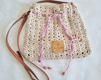 Borsa a tracolla beige brillante