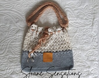 Bolso de mano romántico blanco, gris y beige