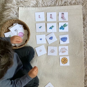 Montessoritaalkaarten: klein, gemiddeld, groot reekssorteringen: kleuterschool | Peuter: