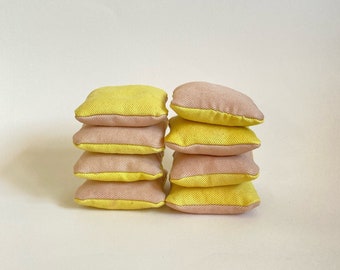 Organic Cotton Montessori Sensory Matching Bean Bags - Sensorial Job - Set of 8 - Hand Dyed with Turmeric and Avocado