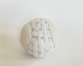 Organic Cotton and Wool Small Sensory Soft Ball  - French Terry and Fleece - Gentle Rattle