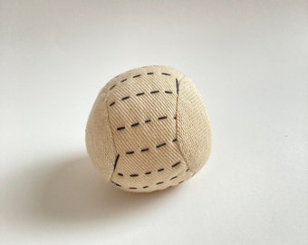 Organic Cotton and Wool Small Soft Ball  - Hand Dyed with Black Beans - Gentle Rattle