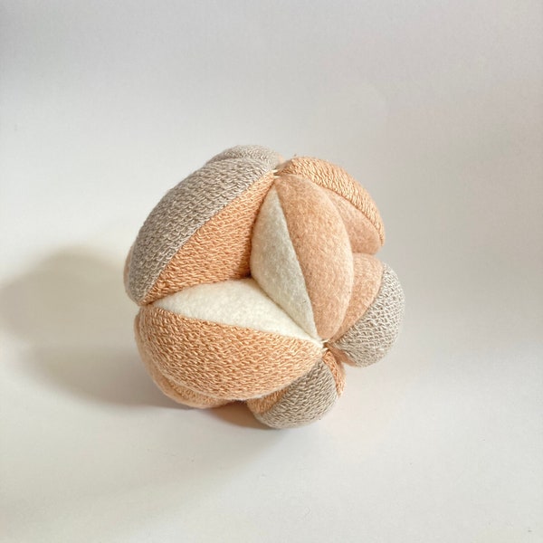 Organic Cotton and Wool Montessori Puzzle Ball - Hand Dyed with Blueberry, Onion Skins, and Avocado