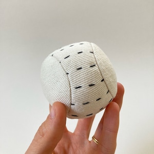 Organic Cotton and Wool Small Soft Ball  - High Contrast Black and White - Gentle Rattle