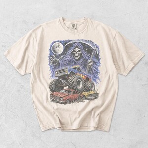 Monster Truck Tee, Retro 90s Racing, Vintage Graphic, Garment Dyed Cotton, Relaxed Fit Shirt