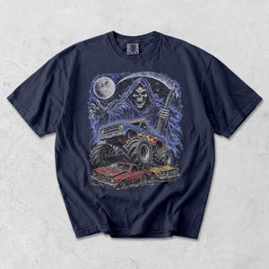 Monster Truck Tee, Retro 90s Racing, Vintage Graphic, Garment Dyed Cotton, Relaxed Fit Shirt