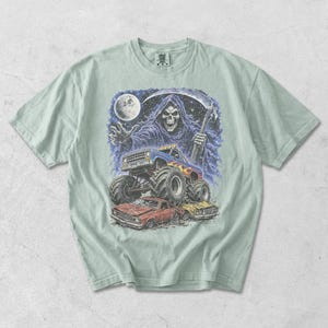 Monster Truck Tee, Retro 90s Racing, Vintage Graphic, Garment Dyed Cotton, Relaxed Fit Shirt