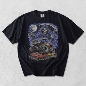 Monster Truck Tee, Retro 90s Racing, Vintage Graphic, Garment Dyed Cotton, Relaxed Fit Shirt