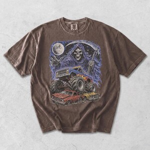 Monster Truck Tee, Retro 90s Racing, Vintage Graphic, Garment Dyed Cotton, Relaxed Fit Shirt
