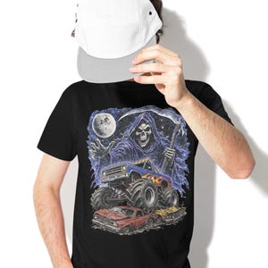 Monster Truck Tee, Retro 90s Racing, Vintage Graphic, Garment Dyed Cotton, Relaxed Fit Shirt