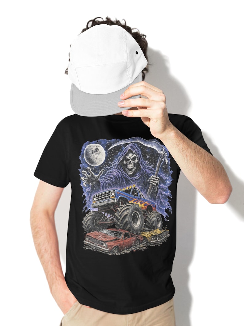 Monster Truck Tee, Retro 90s Racing, Vintage Graphic, Garment Dyed Cotton, Relaxed Fit Shirt