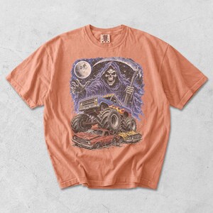 Monster Truck Tee, Retro 90s Racing, Vintage Graphic, Garment Dyed Cotton, Relaxed Fit Shirt