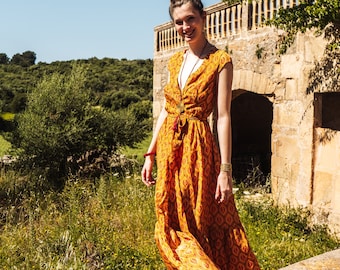 WRAP DRESSSILK, Long Silk Dress, Boho Maxi Dress, Wrap Maxi Dress, Ibiza V Neck Wedding Beach Party Wear, Maxi for Teenage Girls