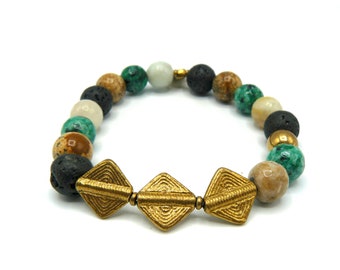 Semiprecious STONE BRACELET, BOY Bracelet, Natural Stone Wristband, Modernist Bracelet, Bracelet for Him, Minimalist Boho Style, Bff Gift