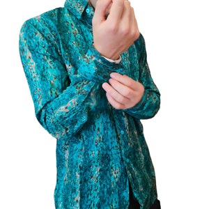 Summer Camp SHIRT, DressShirt MEN, 70s Retro PRINT, Camp Collar Shirt, Long Sleeve Button Up 100% Cotton Soft Touch Shirt for Gift