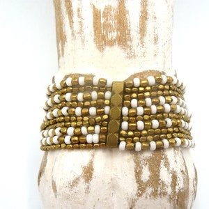 Handmade BEADED BRASS BRACELET, Artisan in Vibrant Colors, Bohemian Bracelet, Jewelry for Her, Boho Chic Jewelry, Wrap Bracelet, Unique Gift