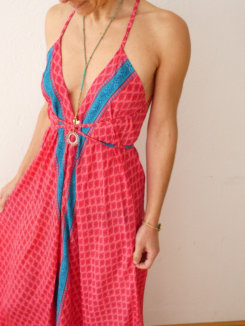BACKLESS DRESS, Boho Summer Dress, Long SILK Dress, Ibiza Beach Summer Tunic Maxi Wear & Vestido Verano Open Back Dress For Womens image 1