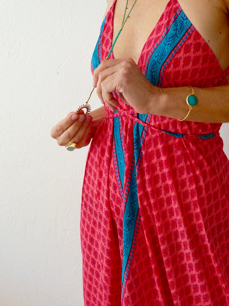 BACKLESS DRESS, Boho Summer Dress, Long SILK Dress, Ibiza Beach Summer Tunic Maxi Wear & Vestido Verano Open Back Dress For Womens image 5