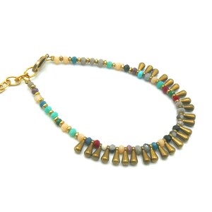 Adjustable Beaded BRASS CHARM BRACELET, Handmade in Vibrant Colors, Bohemian Bracelet, Jewelry for Her