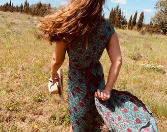 wrap silk dress, maxi dress, Indian silk, boho style, ibiza dress