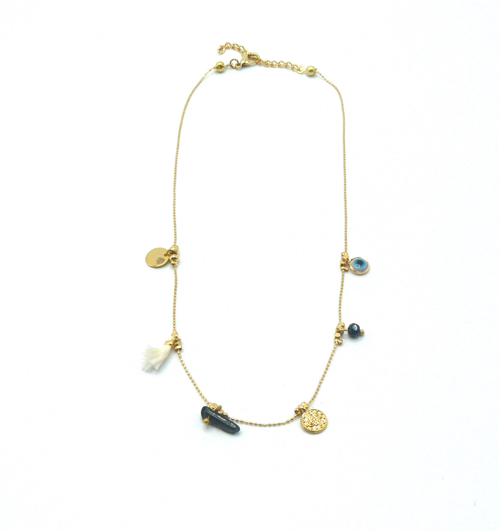 Brass necklace with fine bath in gold or silver detail of Etsy