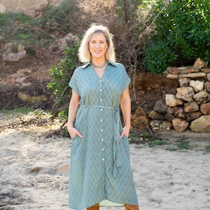 BUTTON FRONT DRESS, Long Shirt Silk Dress, Summer Tunic, Aesthetic Boho Style, Ibiza Tunic Summer Dress For Women, Chic Casual Dress