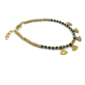 Adjustable Beaded BRASS CHARM BRACELET, Handmade in Vibrant Colors, Bohemian Bracelet, Jewelry for Her