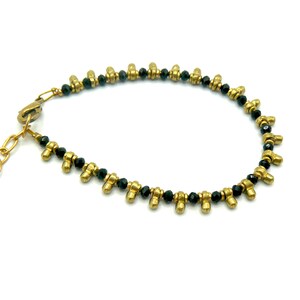 Adjustable Beaded BRASS CHARM BRACELET, Handmade in Vibrant Colors, Bohemian Bracelet, Jewelry for Her
