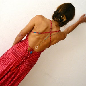 BACKLESS DRESS, Boho Summer Dress, Long SILK Dress, Ibiza Beach Summer Tunic Maxi Wear & Vestido Verano Open Back Dress For Womens image 8