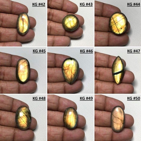 Get Natural Copper Fire Labradorite Cabochons, Dazzling Golden Flash Sunkissed Labradorite Gemstones, Size(22-34 mm), For Making DIY Jewelry